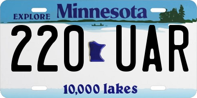 MN license plate 220UAR