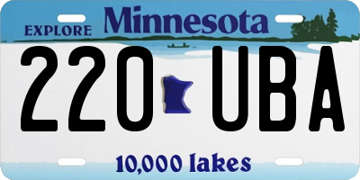 MN license plate 220UBA