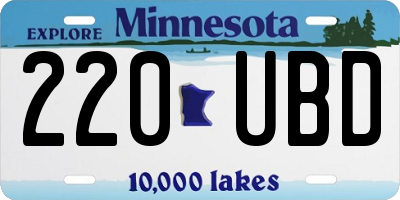 MN license plate 220UBD