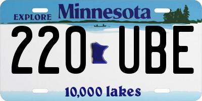 MN license plate 220UBE