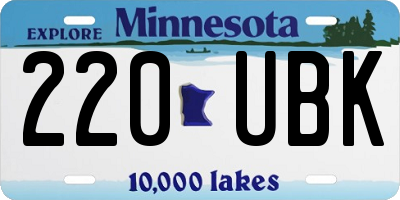 MN license plate 220UBK
