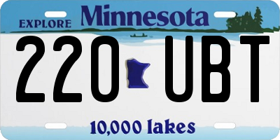 MN license plate 220UBT
