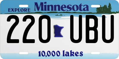 MN license plate 220UBU