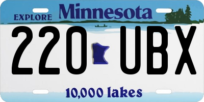 MN license plate 220UBX