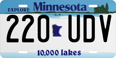 MN license plate 220UDV