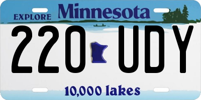 MN license plate 220UDY