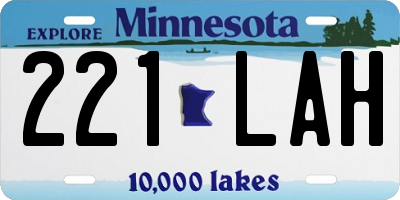 MN license plate 221LAH