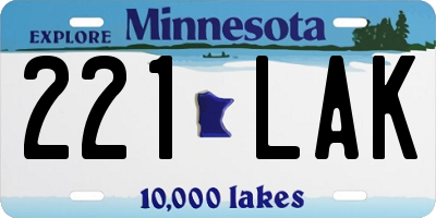 MN license plate 221LAK