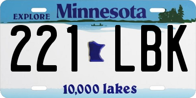 MN license plate 221LBK