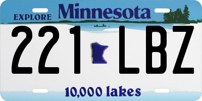MN license plate 221LBZ