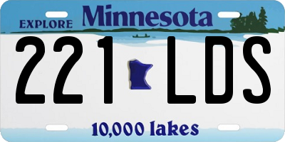 MN license plate 221LDS