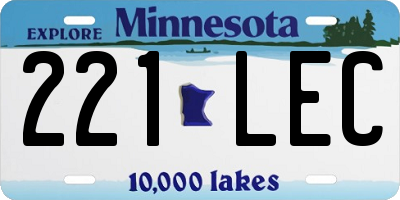 MN license plate 221LEC