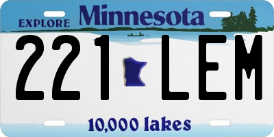 MN license plate 221LEM