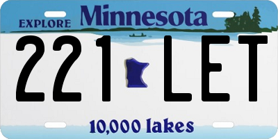 MN license plate 221LET