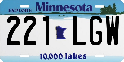 MN license plate 221LGW