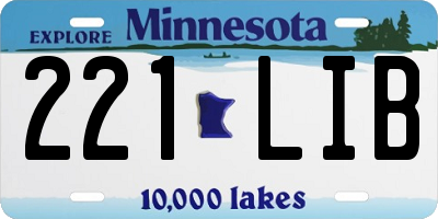 MN license plate 221LIB
