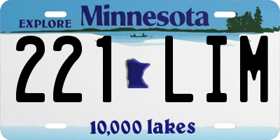 MN license plate 221LIM