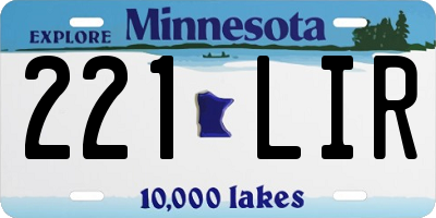 MN license plate 221LIR