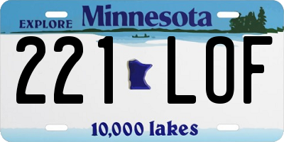 MN license plate 221LOF
