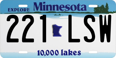 MN license plate 221LSW