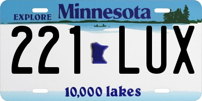 MN license plate 221LUX
