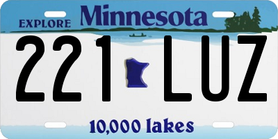 MN license plate 221LUZ