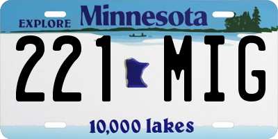 MN license plate 221MIG