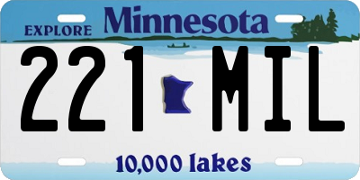 MN license plate 221MIL