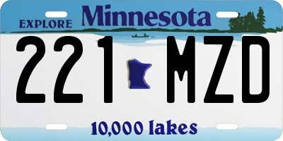 MN license plate 221MZD