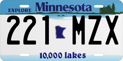 MN license plate 221MZX