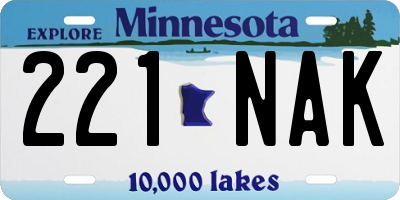 MN license plate 221NAK