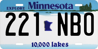 MN license plate 221NBO
