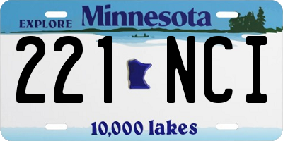 MN license plate 221NCI