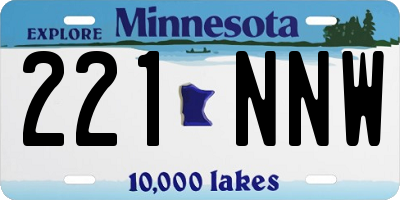 MN license plate 221NNW