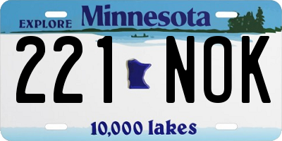 MN license plate 221NOK