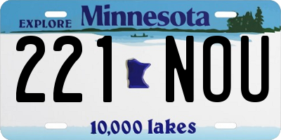 MN license plate 221NOU