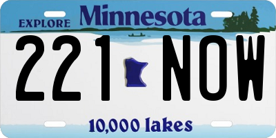 MN license plate 221NOW