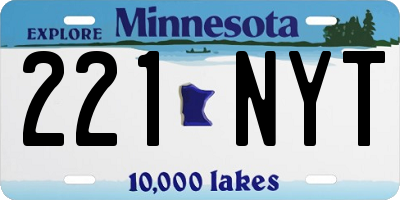 MN license plate 221NYT