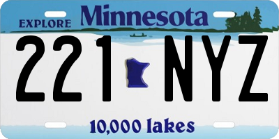 MN license plate 221NYZ