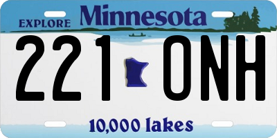 MN license plate 221ONH