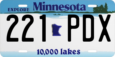MN license plate 221PDX