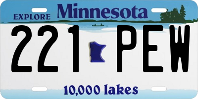MN license plate 221PEW