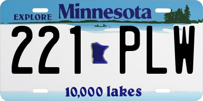 MN license plate 221PLW