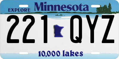 MN license plate 221QYZ