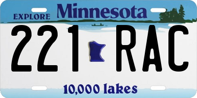 MN license plate 221RAC