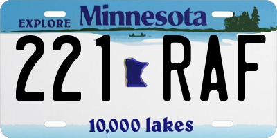 MN license plate 221RAF