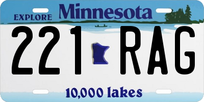 MN license plate 221RAG