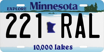 MN license plate 221RAL