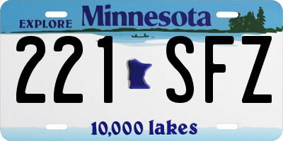 MN license plate 221SFZ