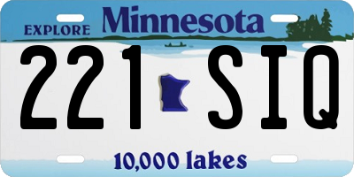 MN license plate 221SIQ